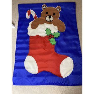 Decorative House Flag Christmas Stocking Teddy Bear